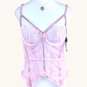 Pretty Little Thing Corset Top Pink Lace (L) NWT